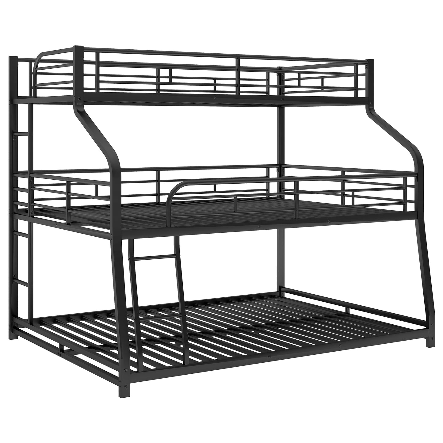 Modern Black Metal Triple Bunk Bed with Multiple Size Options and Innovative Safety Features