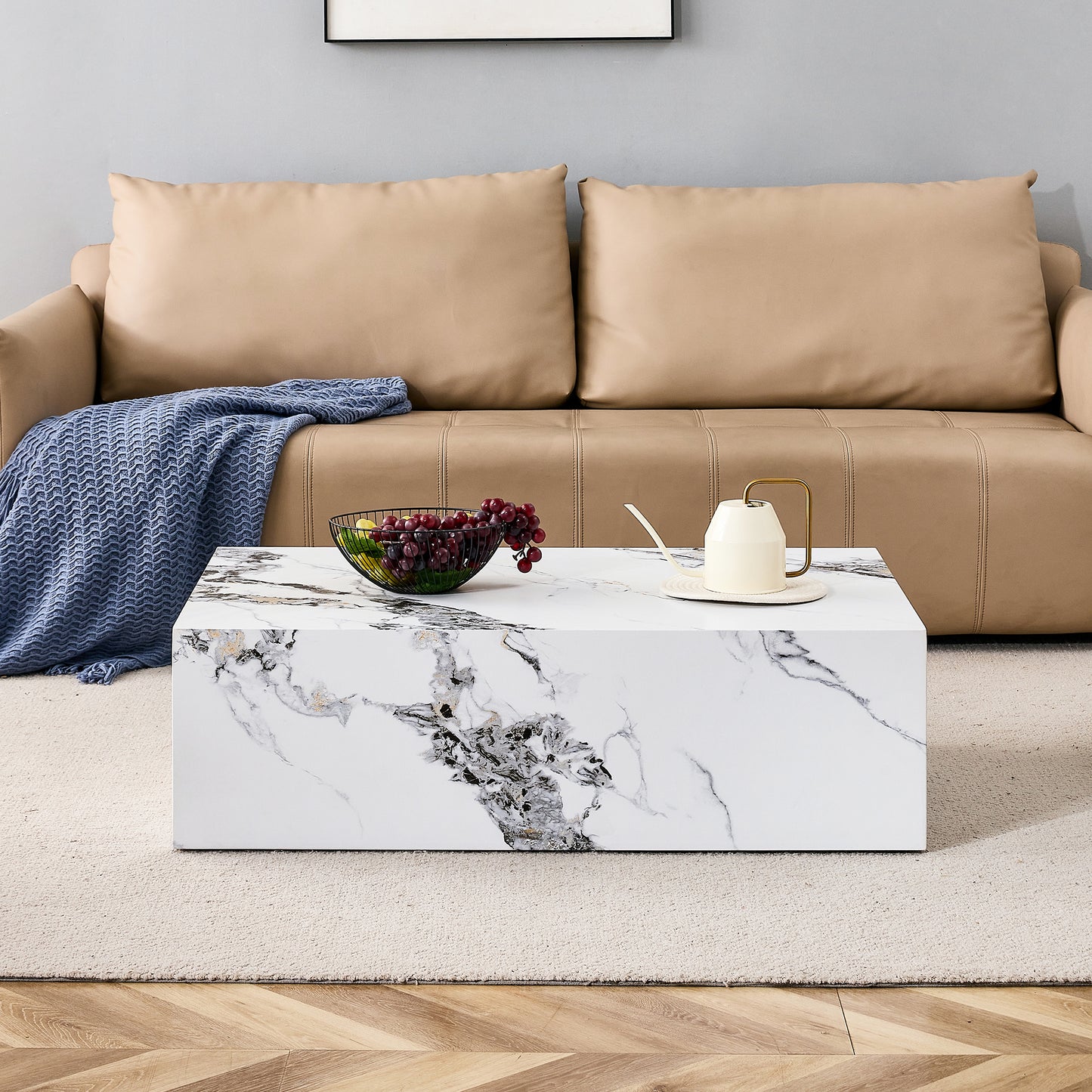 Modern 3 Piece Marble Pattern Coffee Table Set