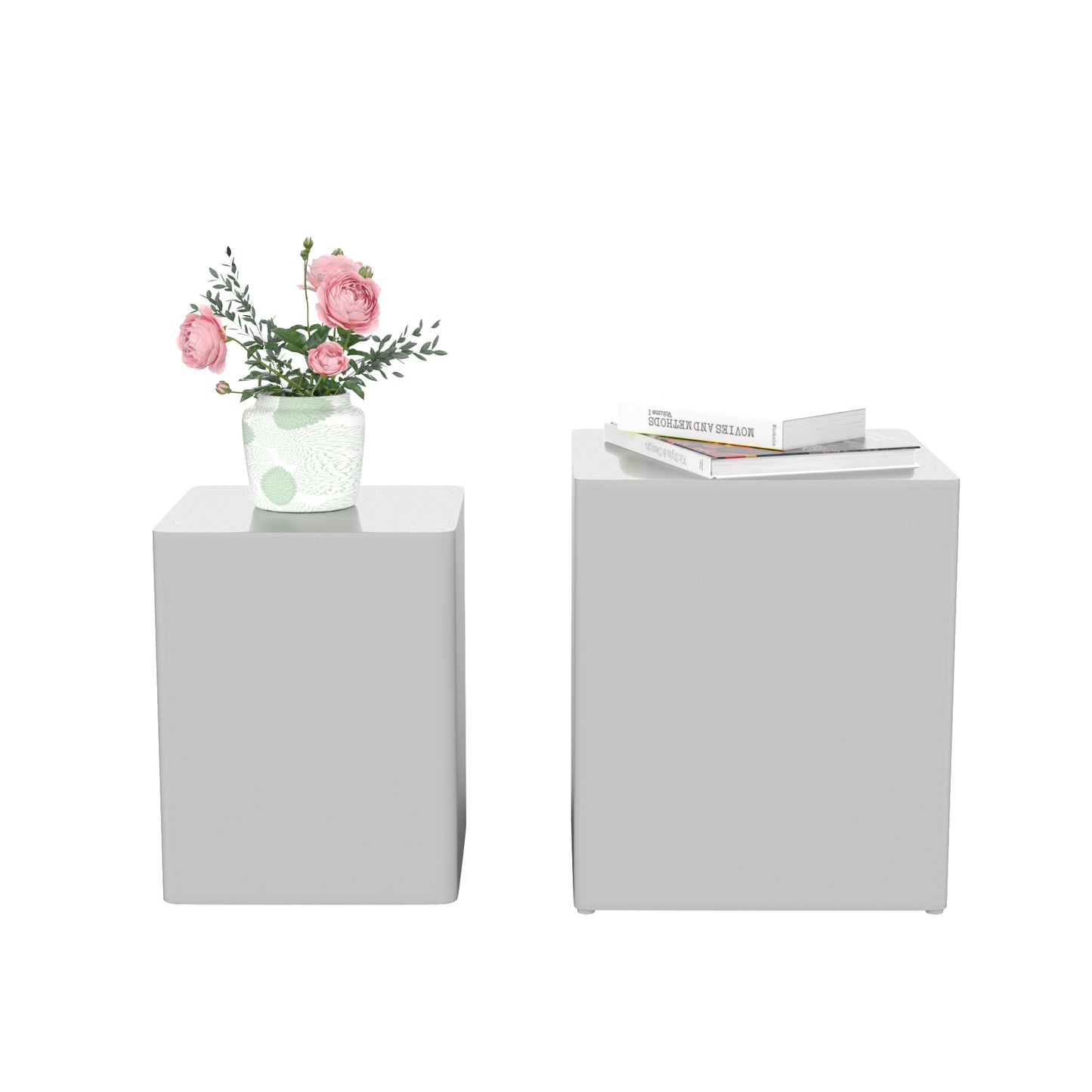 Modern White MDF Nesting Tables Set of 2 for Living Room, Office, and Bedroom