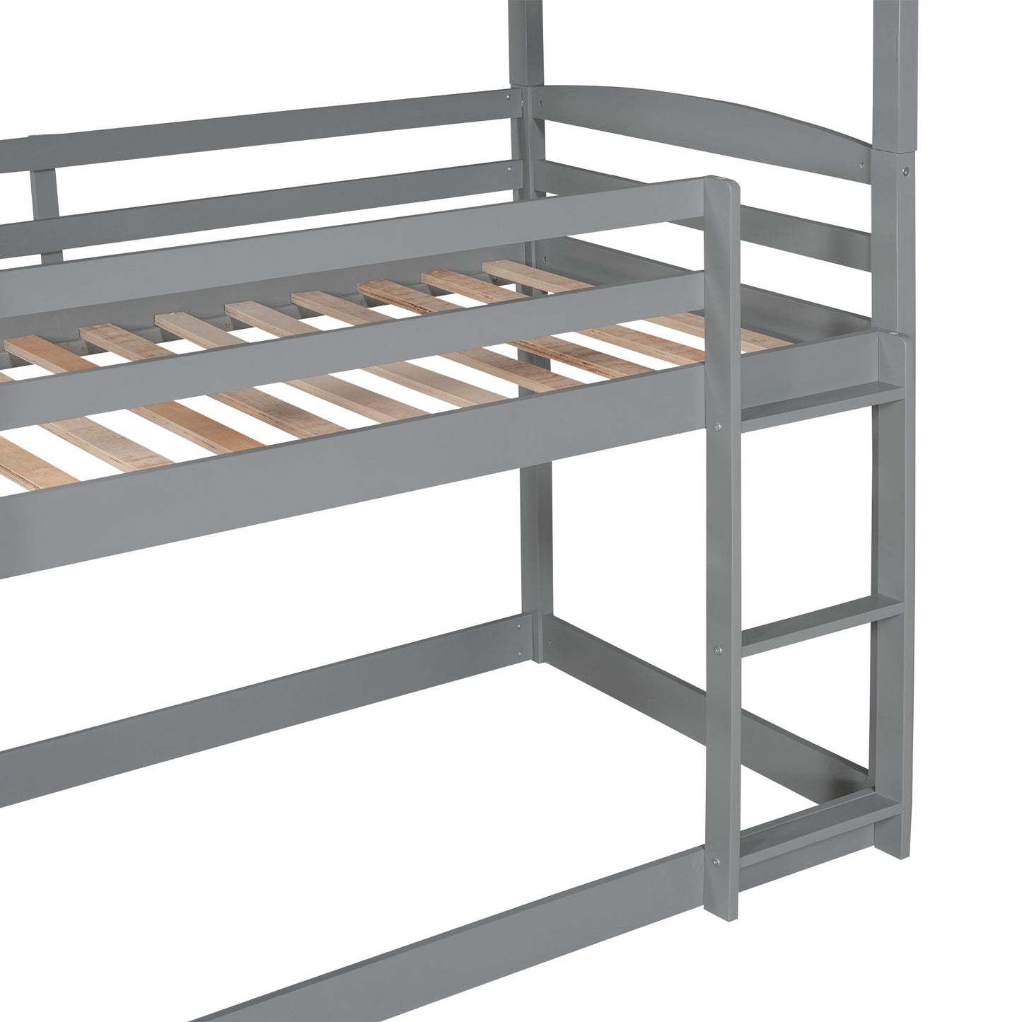 Gray Stain Triple Tier Bunk Bed