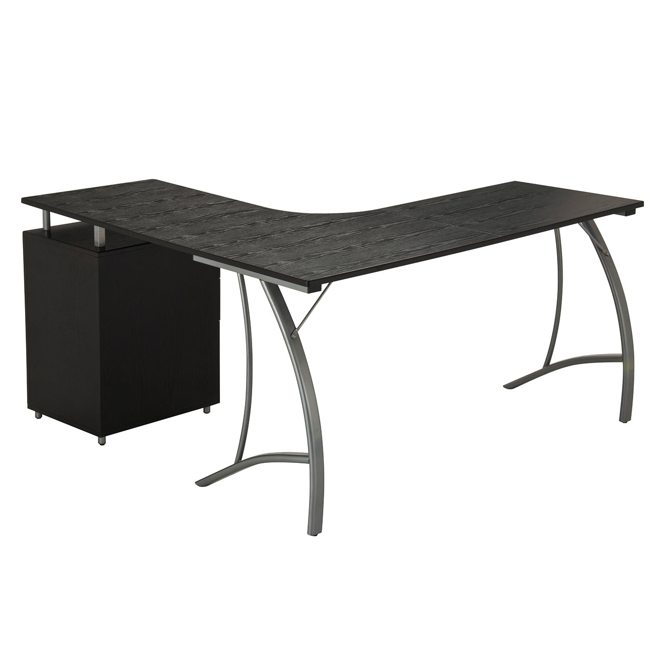 Sophisticated Espresso L-Shaped Computer Desk with Enhanced Storage System