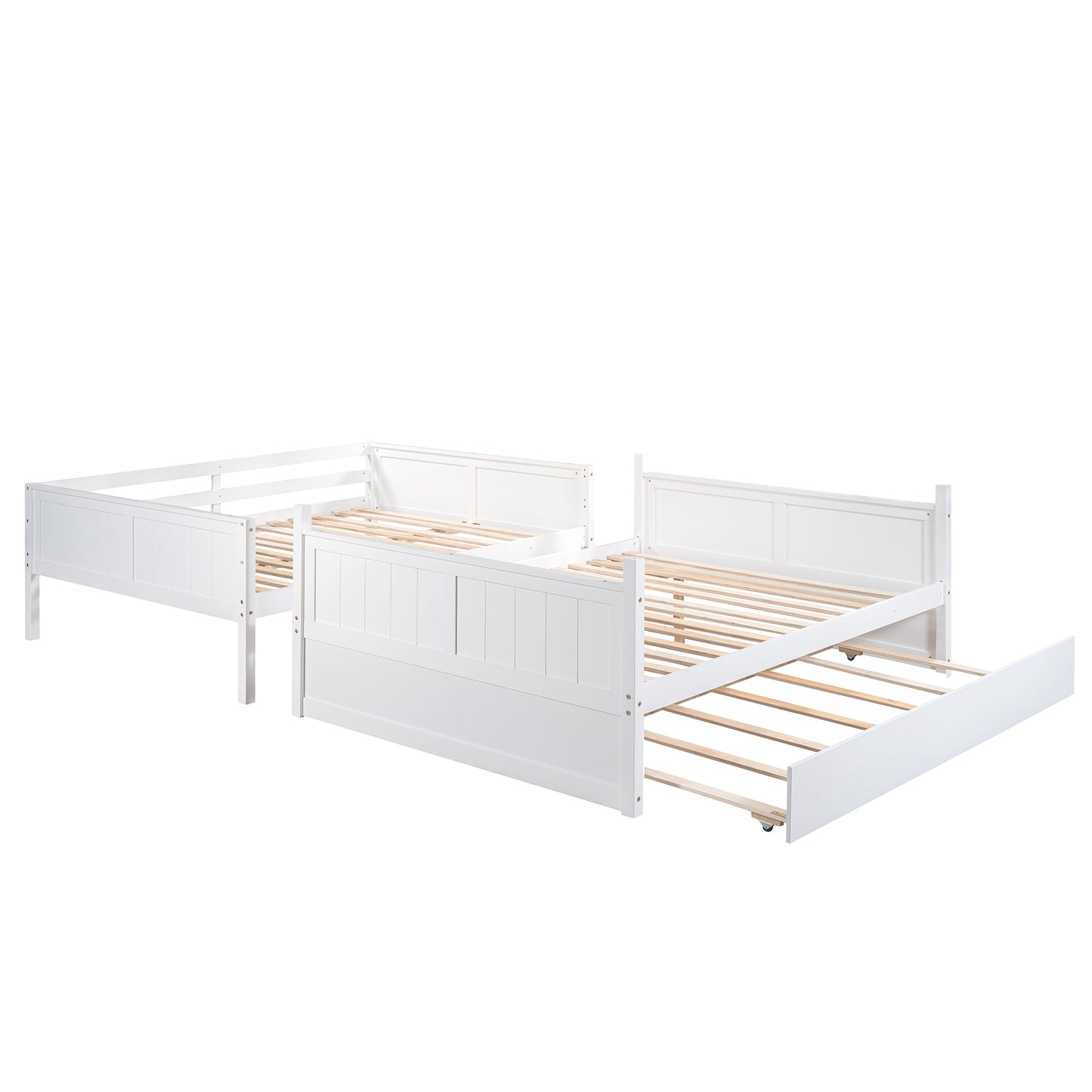 White Full Bunk Bed Set with Twin Trundle for a Family Sleepover Solution