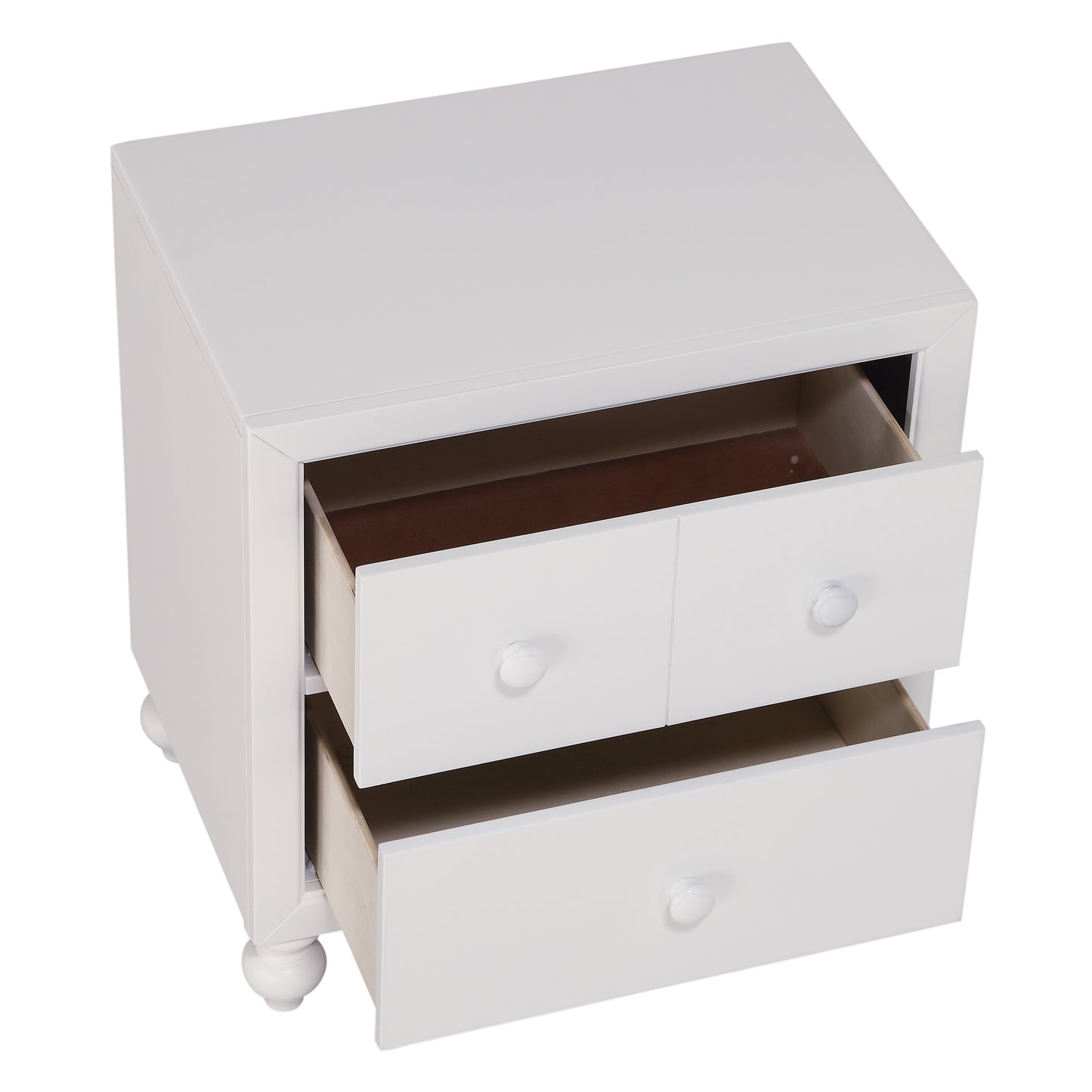 Transitional Look White Finish 1pc Nightstand of Drawers Wood knobs Turned Feet Modern Bedroom Furniture