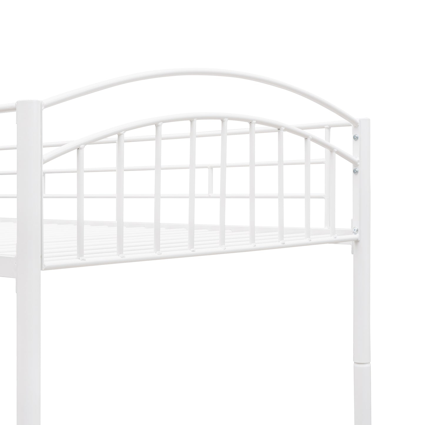 Chrome Finish Metal Twin Bunk Bed - White, Separable Twin Beds