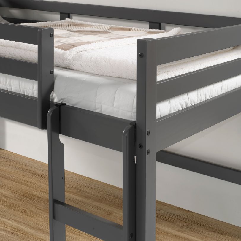 Lara Twin Loft Bed, Gray Finish 38255