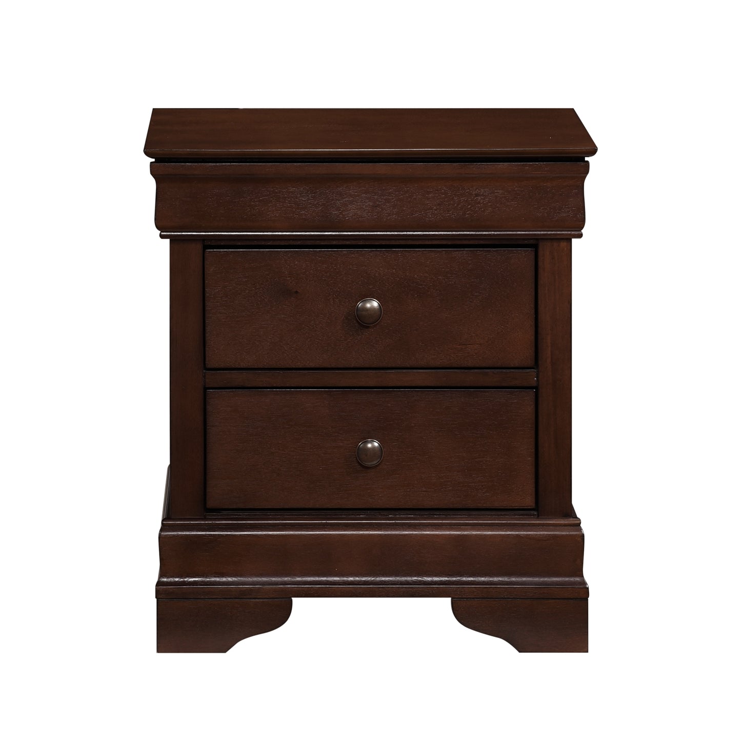 Louis Philippe Style 1pc Nightstand of Drawers Brown Cherry Finish Okume Veneer Bedroom Furniture