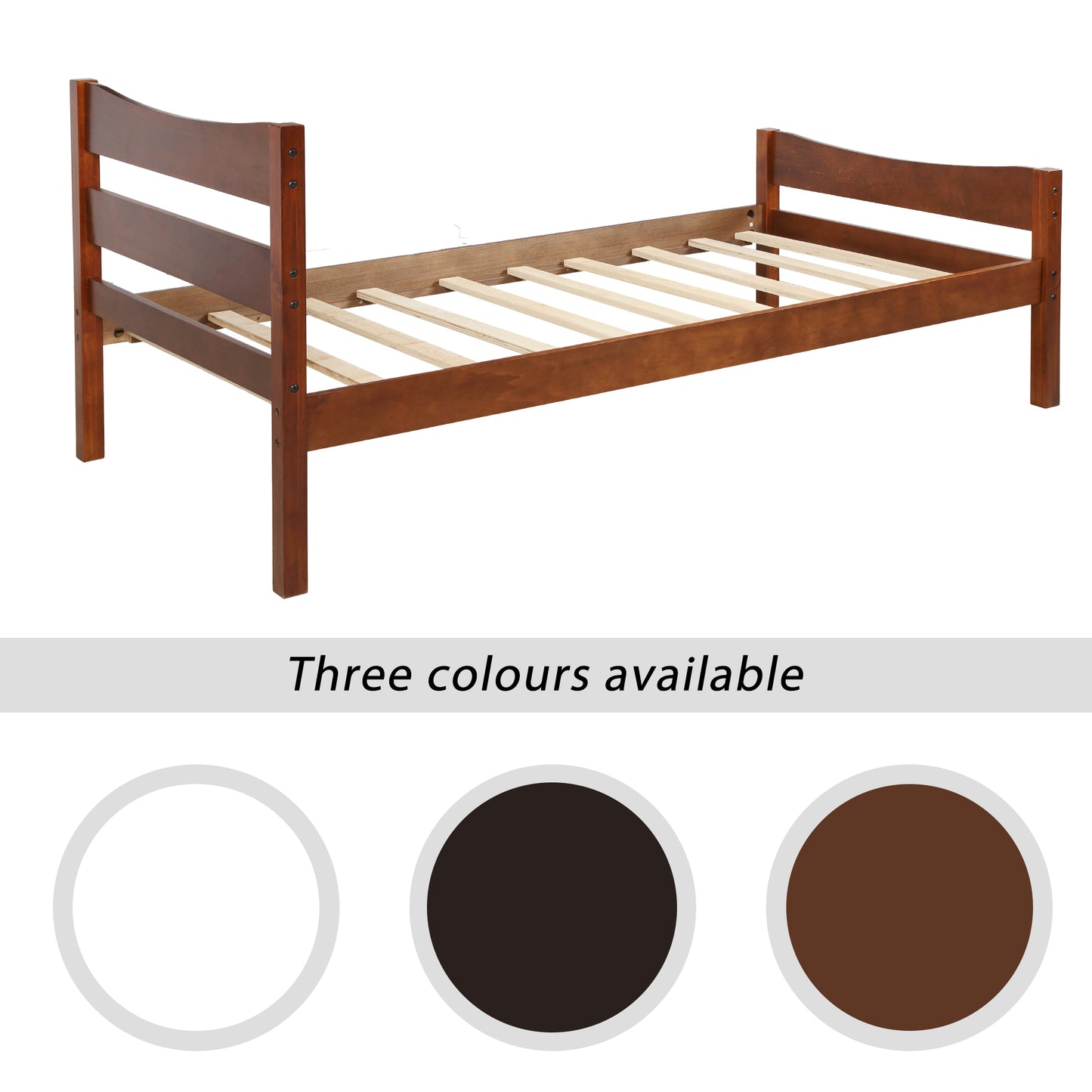 Twin Size  Wood Platform Bed with Headboard and Wooden Slat Support (Walnut)