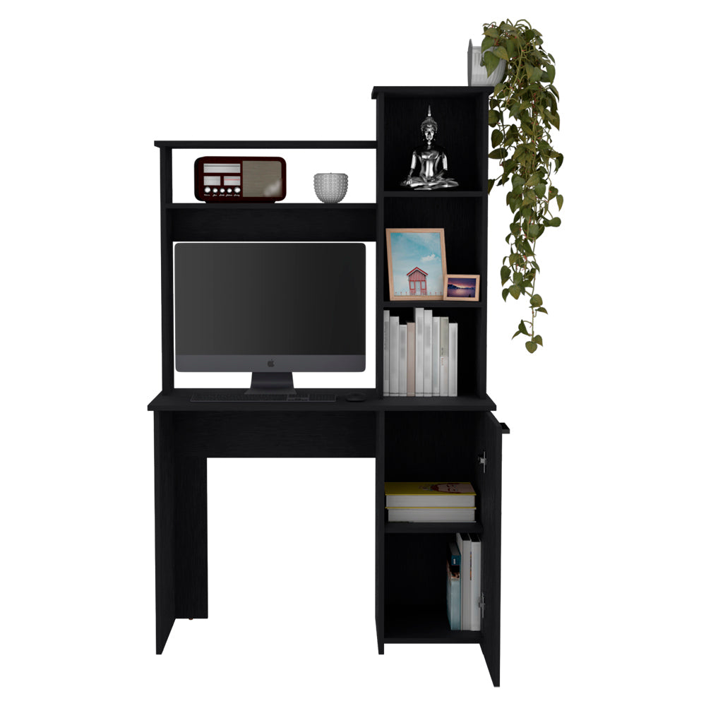 Dumas Office Computer Desk with Integrated Storage Solutions, Black