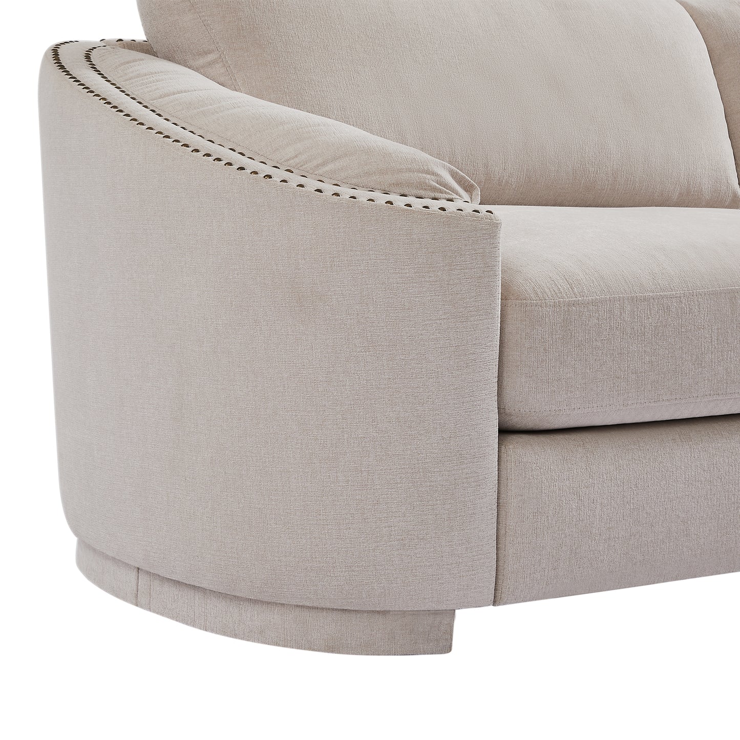 U_Style Stylish Sofa with Semilunar Arm, Rivet Detailing, and Solid Frame for Living Room