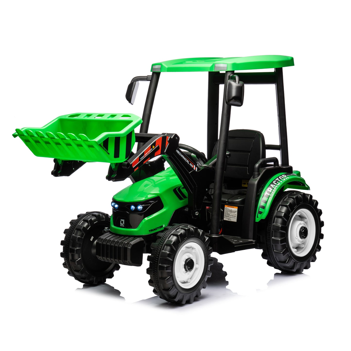 24V Kids Ride On Tractor with Trailer - Battery Powered Excavator Electric Vehicle for Toddlers (Green)