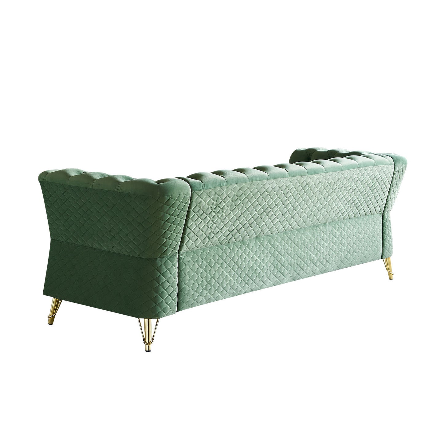 Modern Tufted Velvet Sofa 87.4 inch for Living Room Mint Green Color