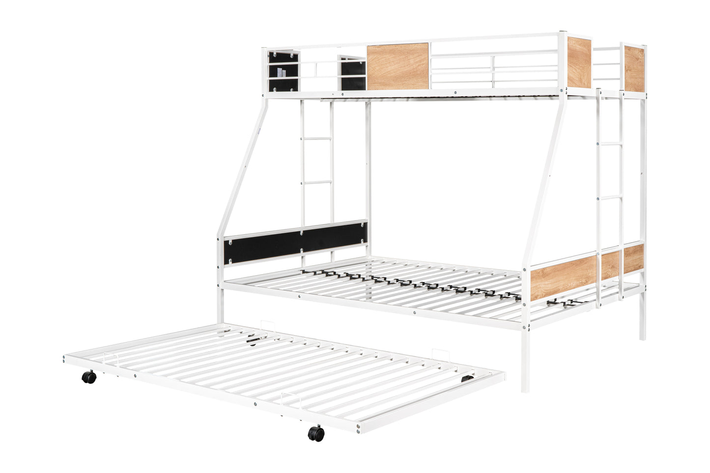 Metal Twin over Full Bunk Bed with Trundle and Safety Features