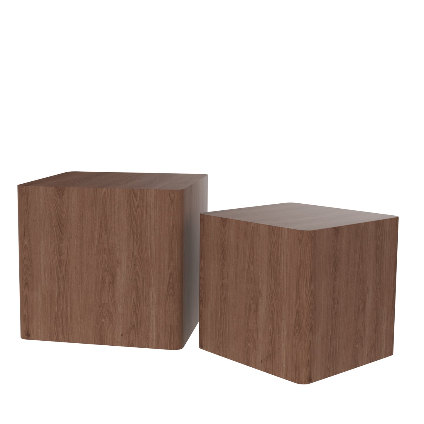 Elegant Walnut MDF Nesting Tables Set of 2 for Living Room, Office, Bedroom