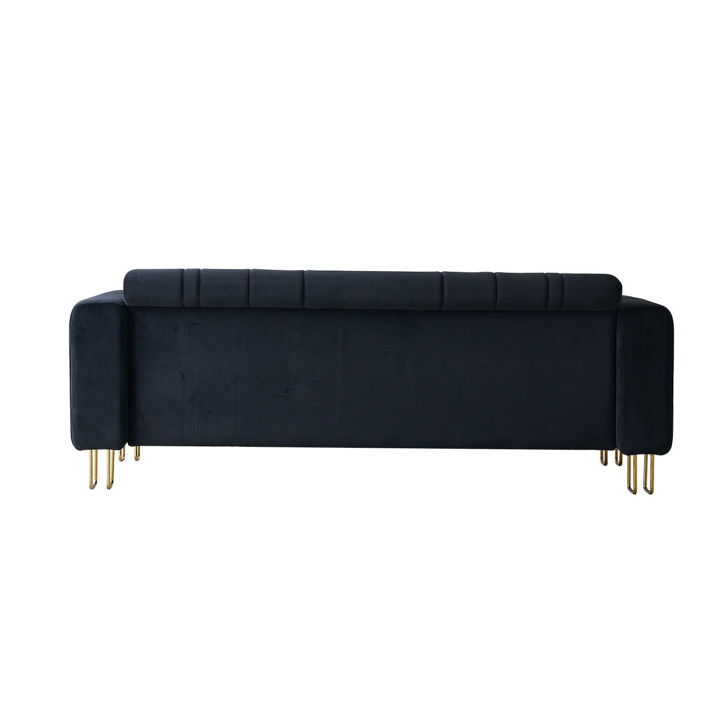 Modern Velvet Sofa 85.04 inch for Living Room Black Color