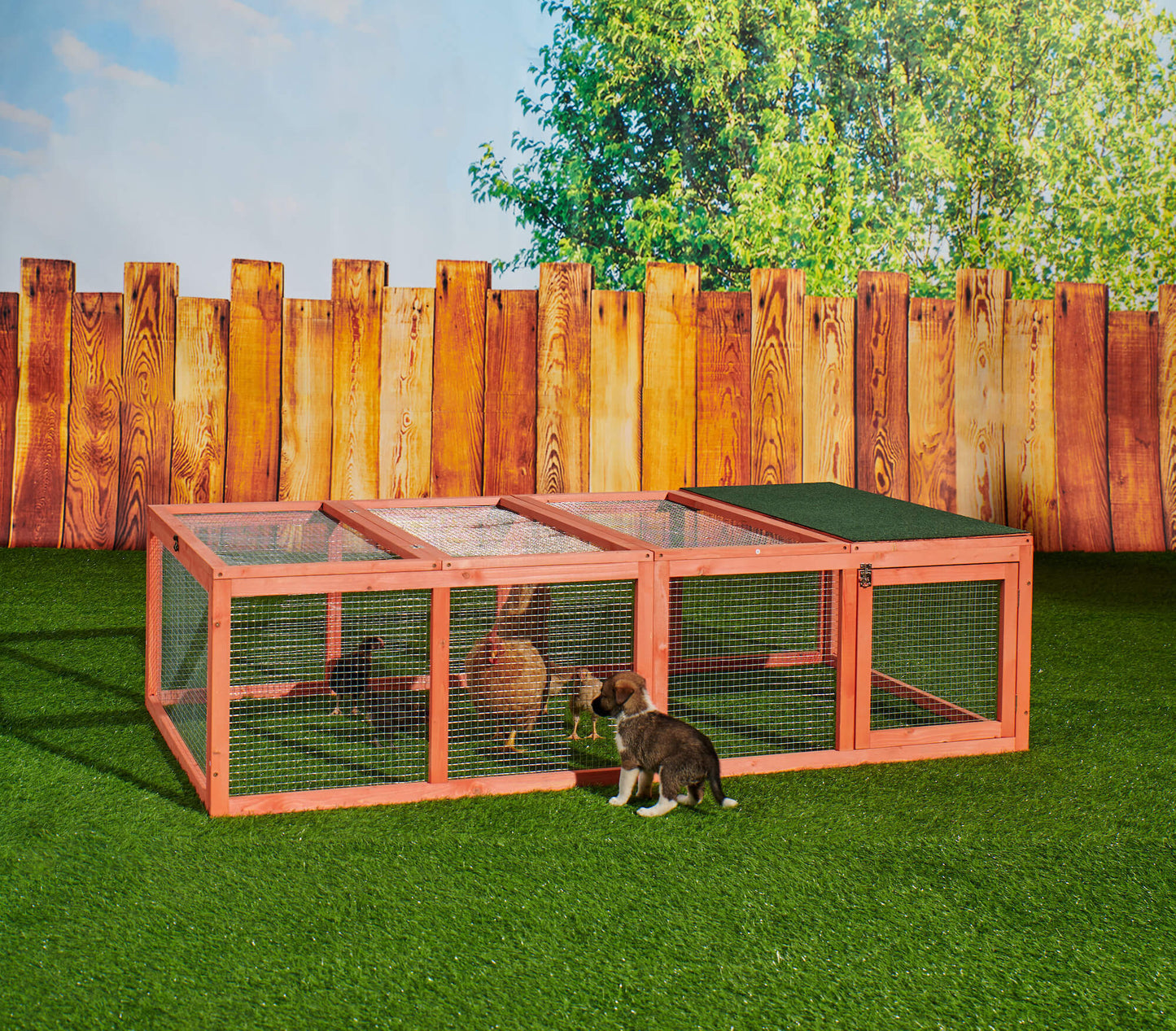 Rabbit Hutch W/ Mesh Wire, 70.9Lx39.4Wx 18.9H Inch