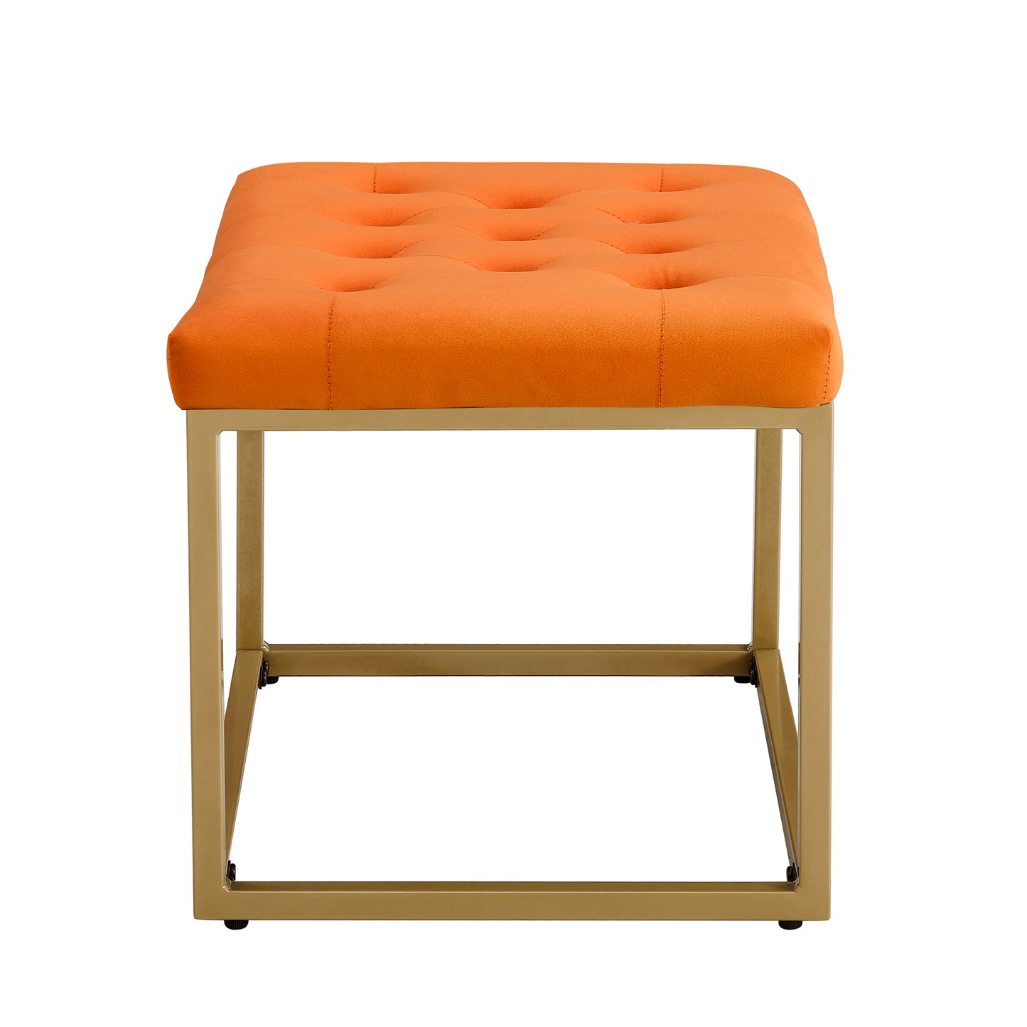 Chair Velvet Shoe Changing Stool, Orange Footstool, Square Vanity Chair, Sofa stool,Makup Stool .Vanity Seat ,Rest stool. Piano Bench .Suitable for Clothes Shop,Living RoomST-001-OR