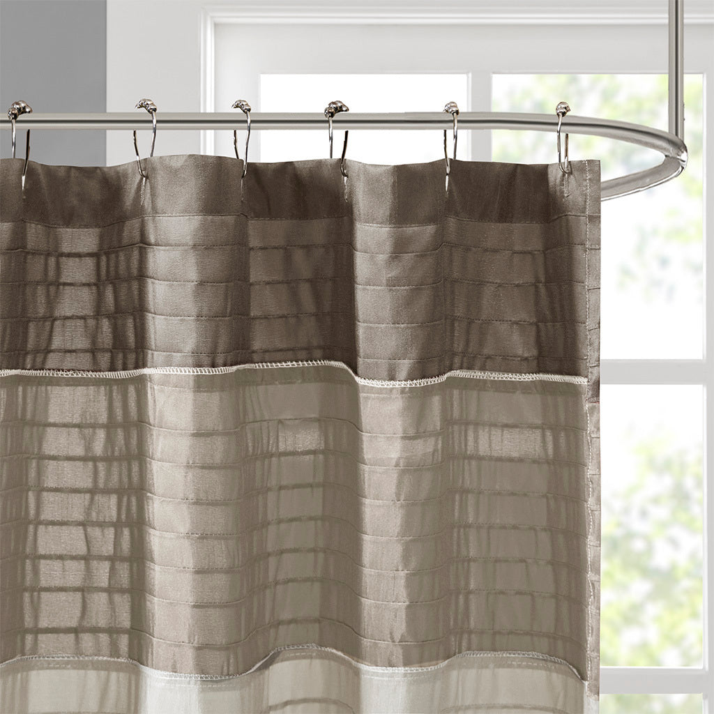 Exquisite Pintucked Faux Silk Shower Curtain