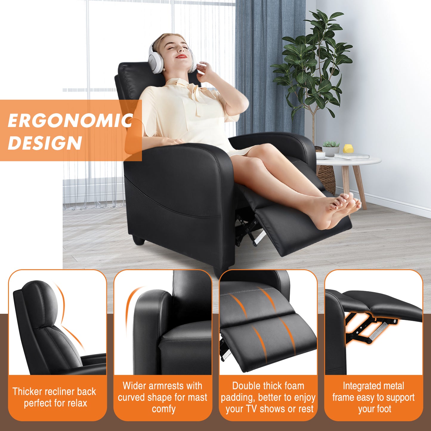 Ultimate Comfort Massage Recliner Chair with Adjustable Footrest and Lumbar Support