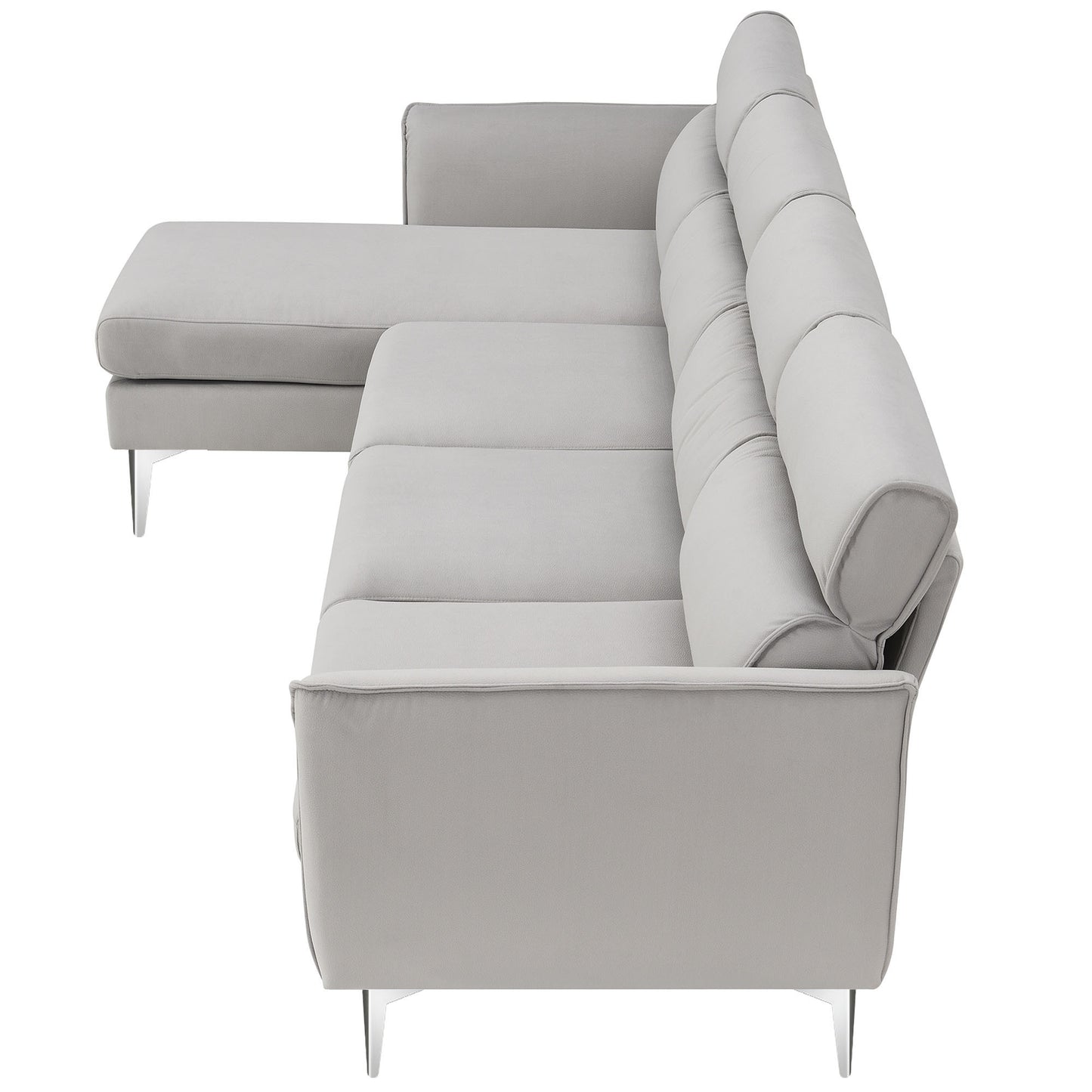 Convertible L-Shape Sectional Sofa with Chaise and Flannel Upholstery