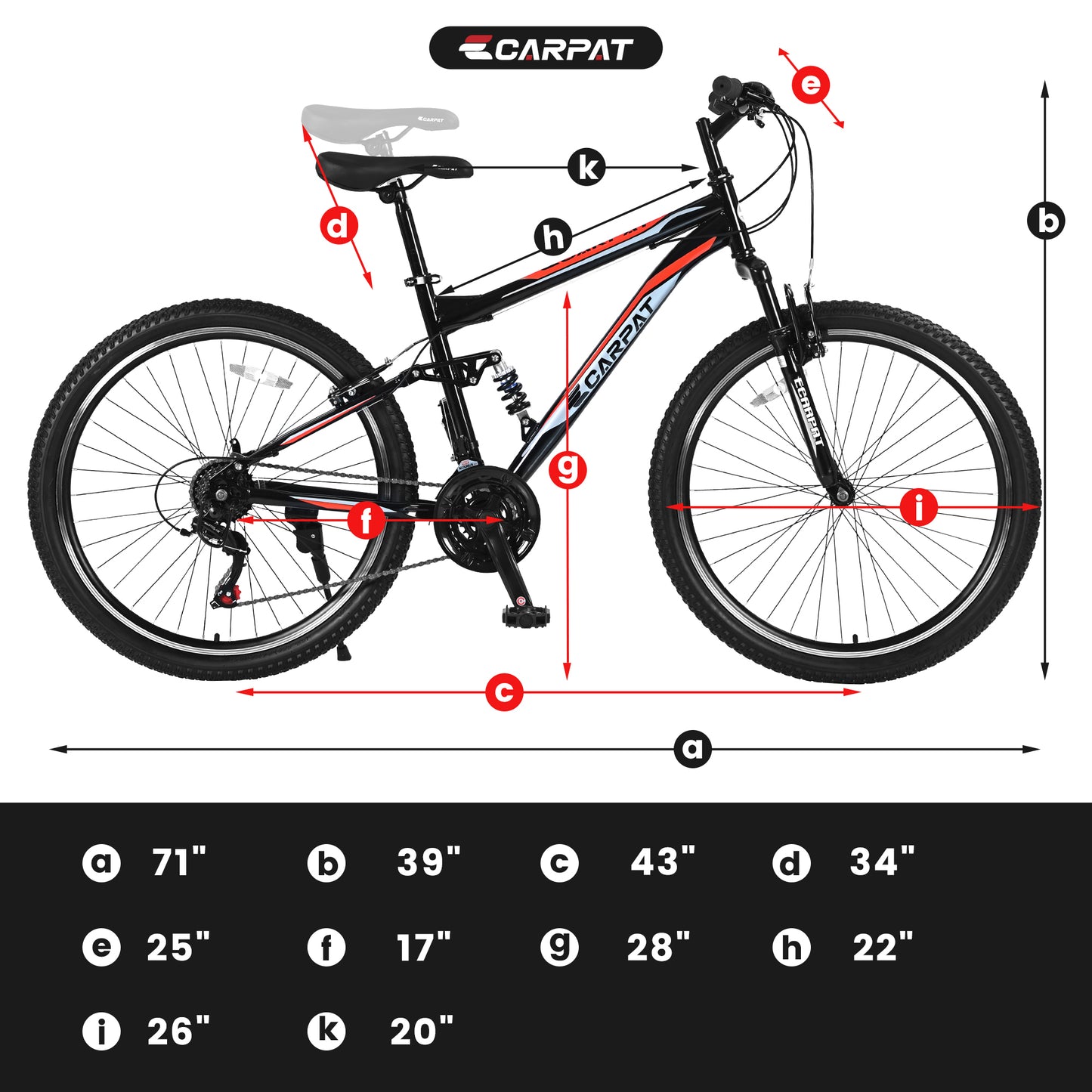 S26206 26" 21-Speed Bicycle for Adult, Front and rear shock absorption, Camping Bicycle, Height Adjustable ,Mountain Bicycle for Roadways, Mountains bike