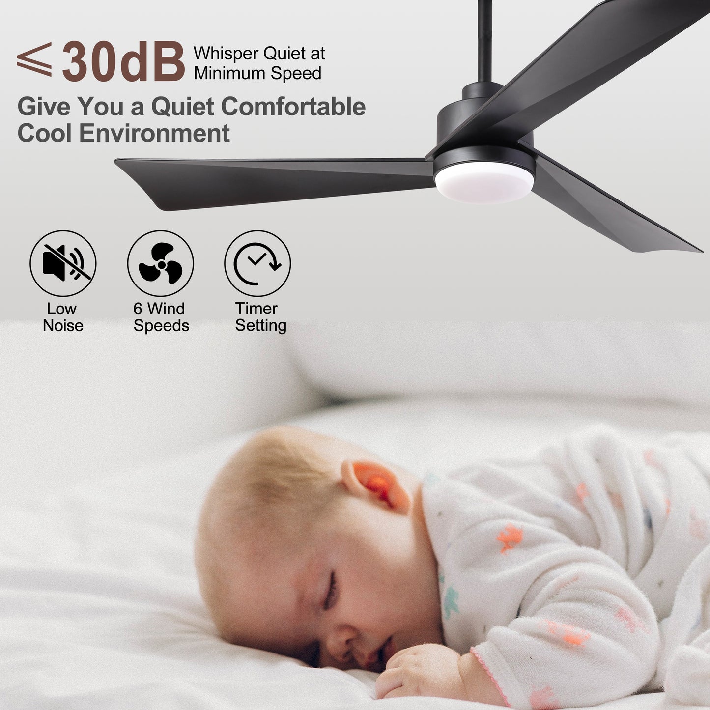 52 Black Ceiling Fan with Dimmable LED Light and Remote Control - Indoor/Outdoor