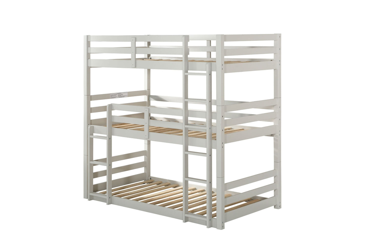 Ronnie Triple Twin Wooden Bunk Bed in Classic Light Gray