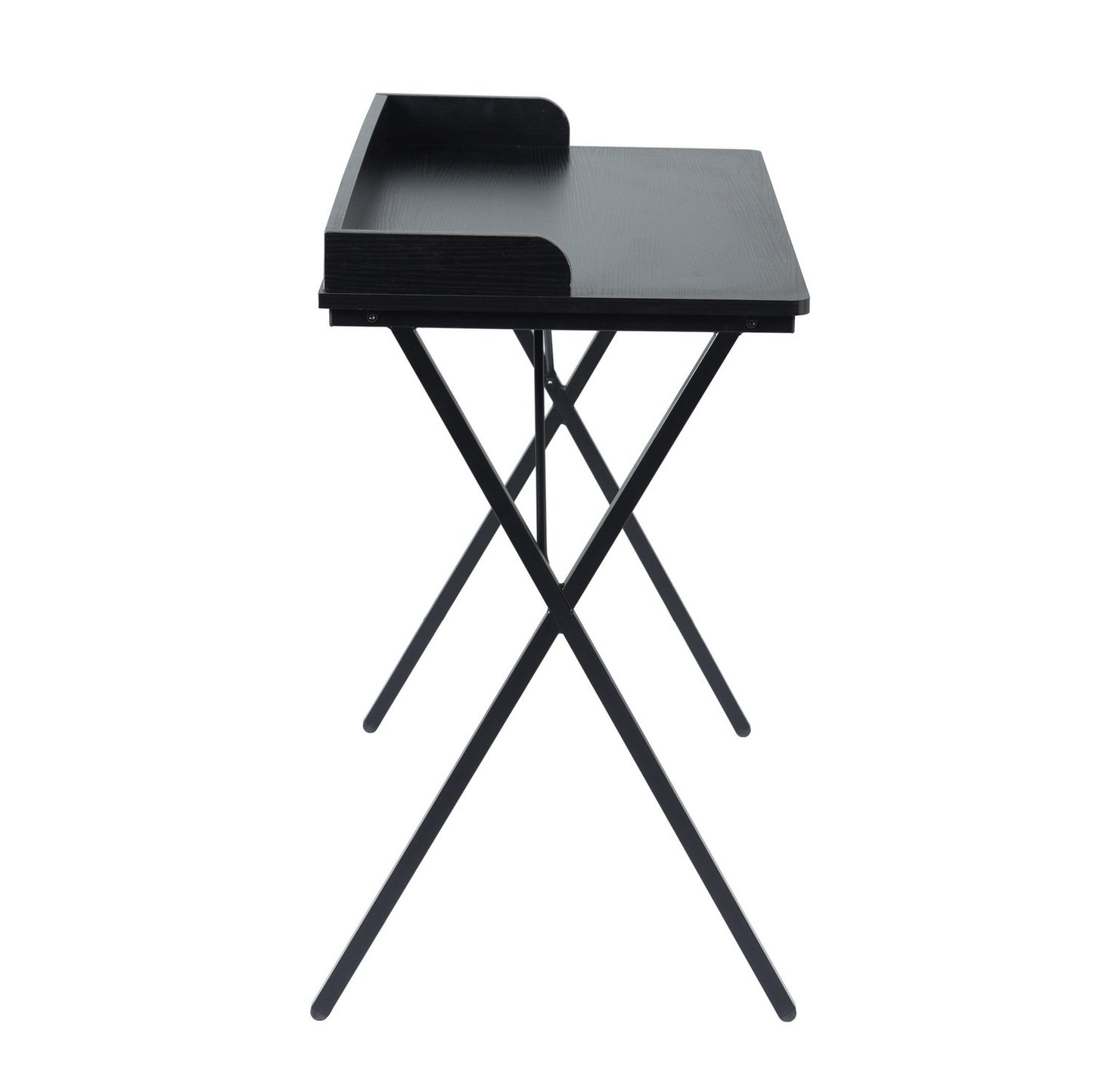 Black Elegant Rectangular Computer Desk with Metal Legs - 39.4