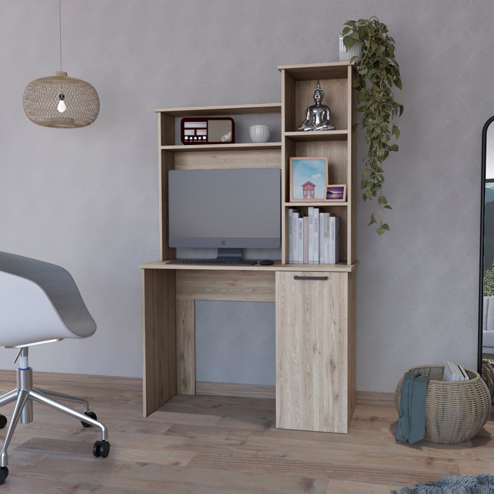 Dumas Office Desk with Light Gray Hutch