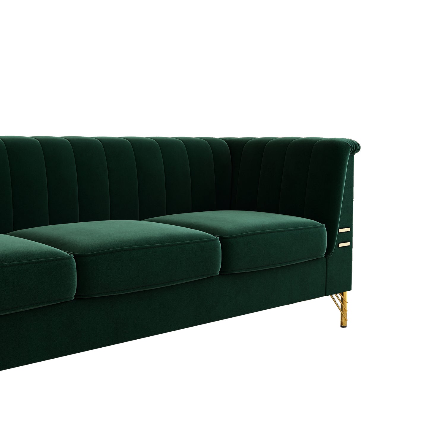 FX-P82-GR(sofa)-82.67'' W Velvet Sofa, Mid-Century Sofa Furniture Chesterfield Couch for Living Room (Sofa, Green)