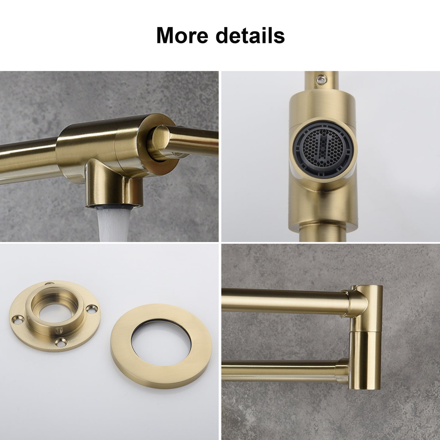 Pot Filler Faucet, Modern Brass Pot Filler Two-Attachment Wall Mount Folding Kitchen Pot Filler Swing Arm