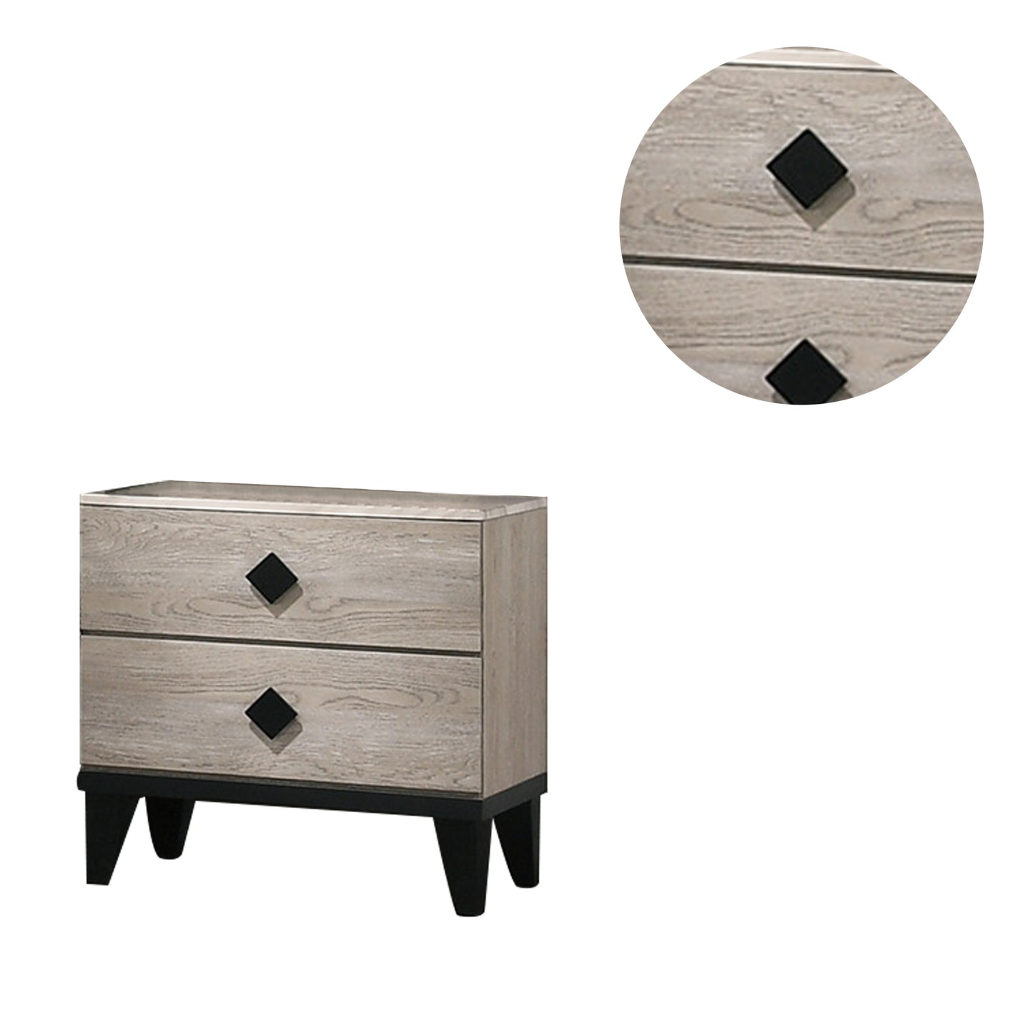 Smithson Nightstand With 2 Drawers Storage in Cream Finish