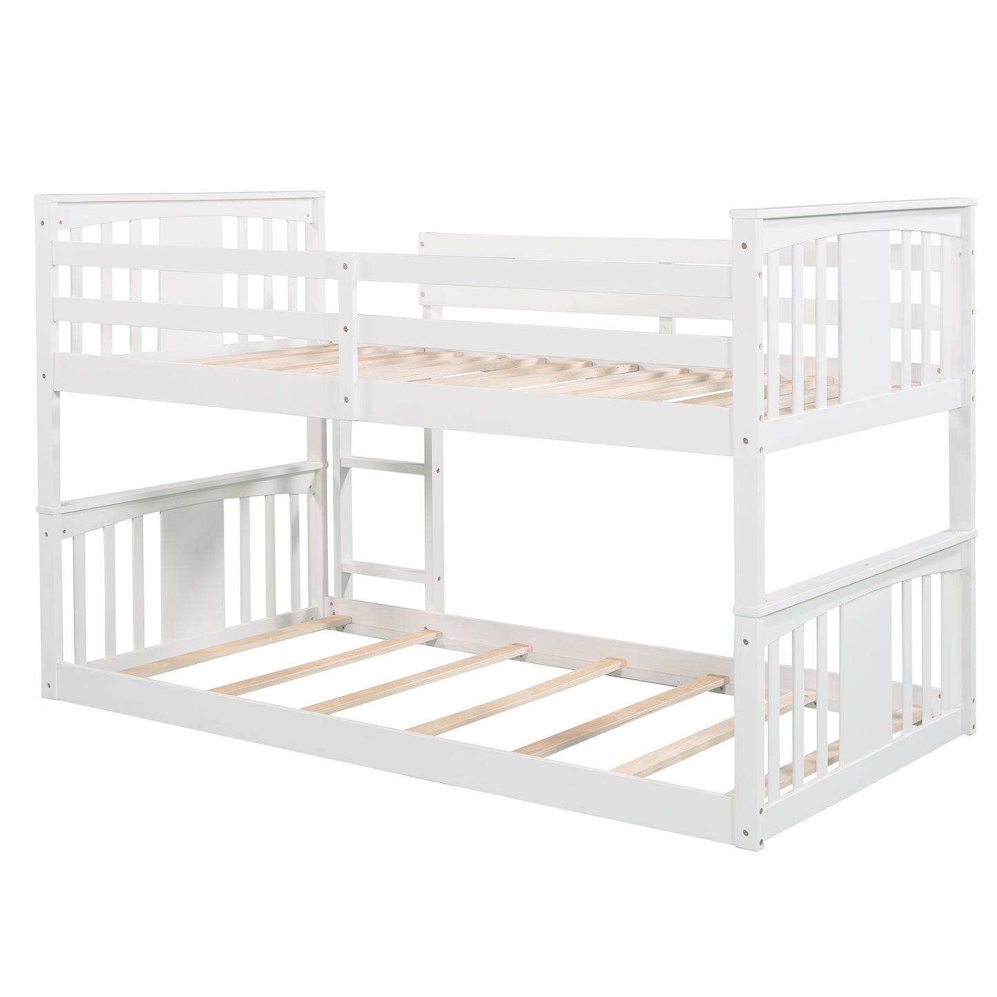 White Twin Bunk Bed with Ladder for Space-Saving Comfort