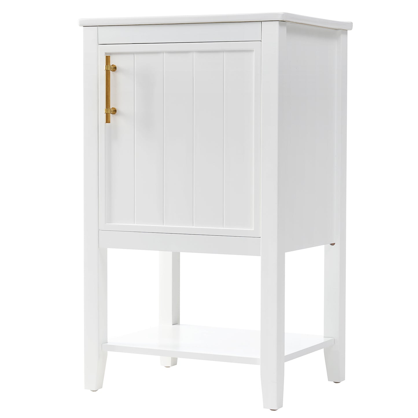 20" Bathroom Vanity with Sink, Bathroom Cabinet with Soft Closing Door, Storage Rack and Open Shelf, White