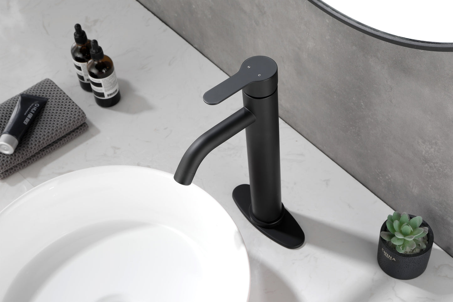 Modern Matte Black Waterfall Spout Bathroom Faucet