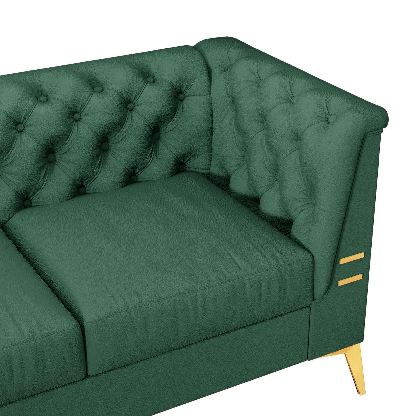 FX-P83PU-GR(sofa)3seat Classic Chesterfield PU Sofa with Metal Sofa Legs: Blending Style and Tradition