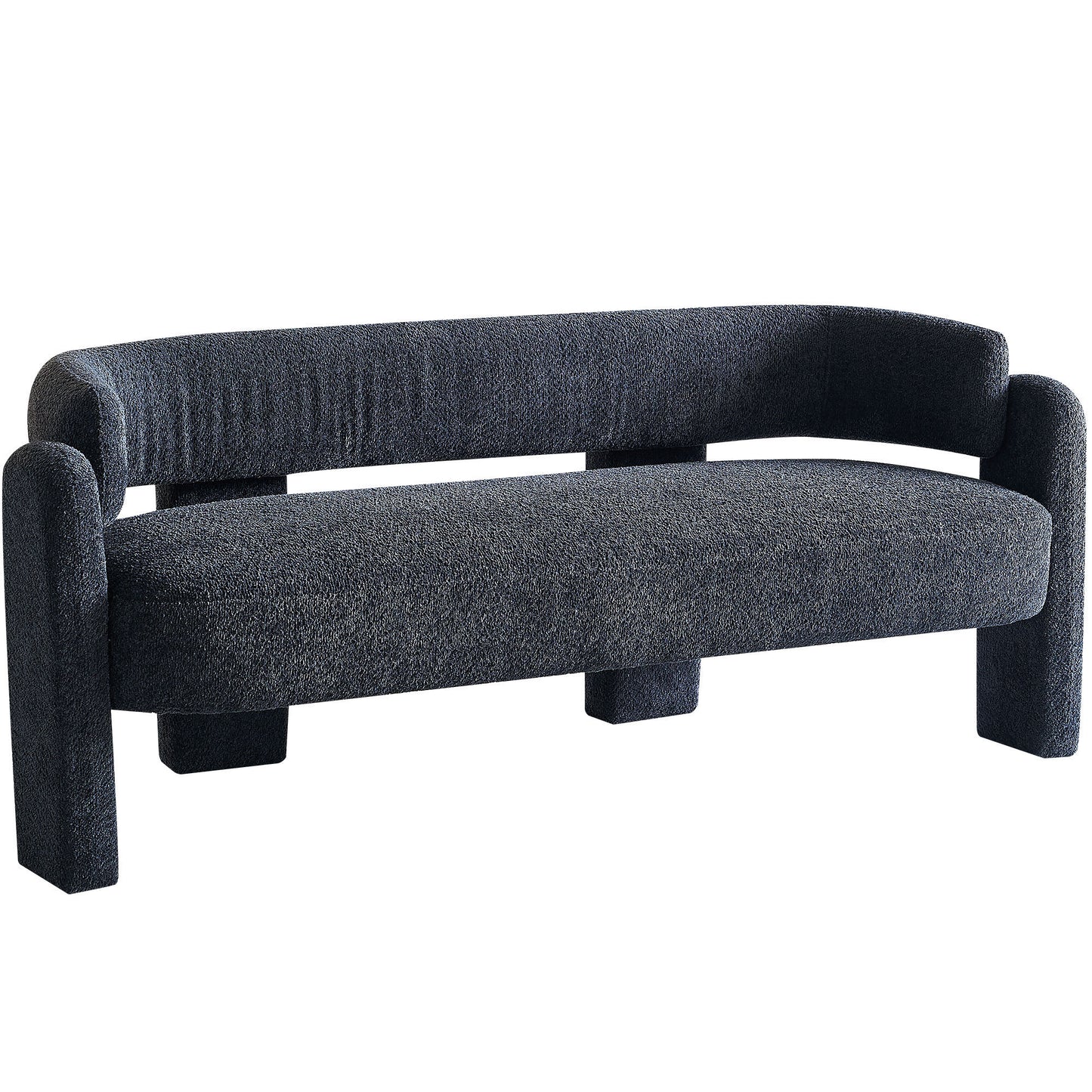 75.59 Wide Dark Grey Upholstered Modern Sofa with Boucle Fabric