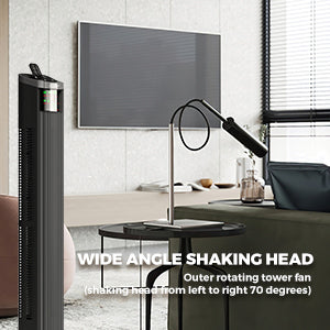 Quiet Comfort 36 Inch Bladeless Tower Fan with Remote and Silent Mode, Black