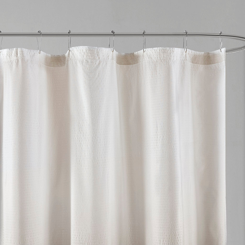 Madison Park Ara Taupe Ombre Seersucker Shower Curtain