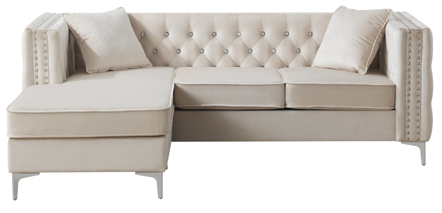 Paige G827B-SC Ivory Velvet Sofa Chaise