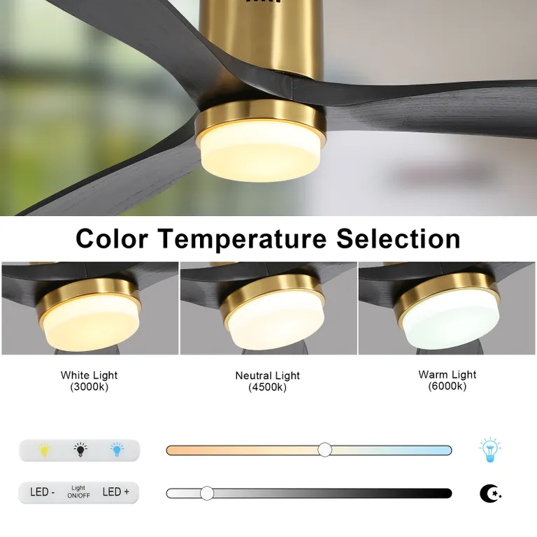 52 Inch Low Profile Ceiling Fan with Remote Control and LED Light Kit