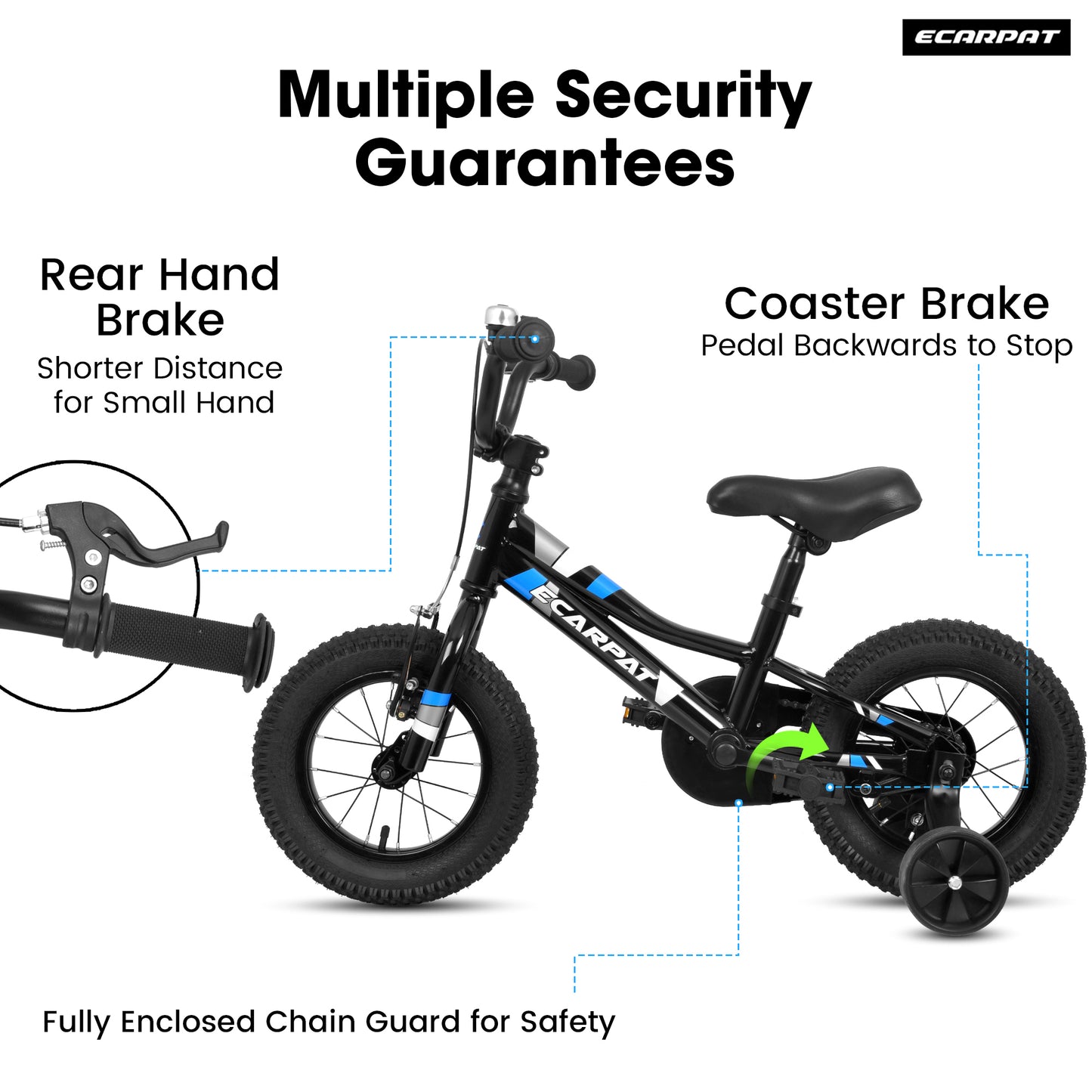 A16117 Ecarpat Kids' Bike 16 Inch Wheels, 1-Speed Boys Girls Child Bicycles For4-7Years, With Removable Training Wheels Baby Toys,  Front V Brake, Rear Holding Brake