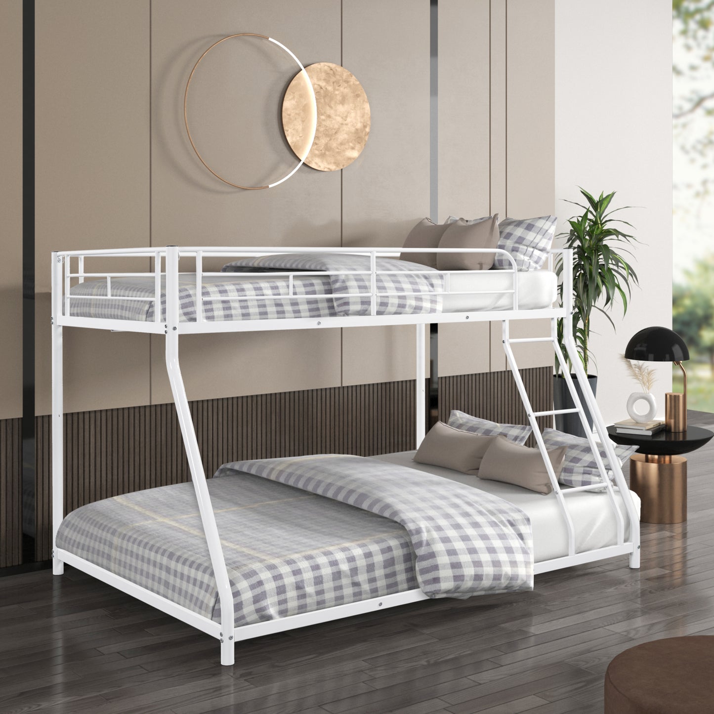 Noise-Reducing Twin over Full Metal Bunk Bed with Safety and Space-Saving Features