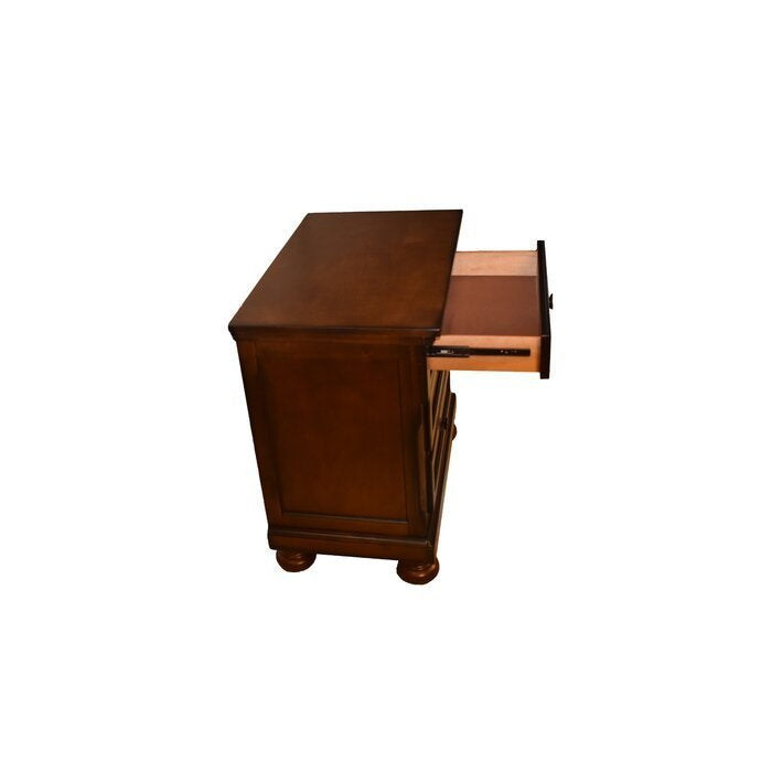 Baltimore Wood Nightstand with Hidden Jewelry Drawer in Dark Walnut