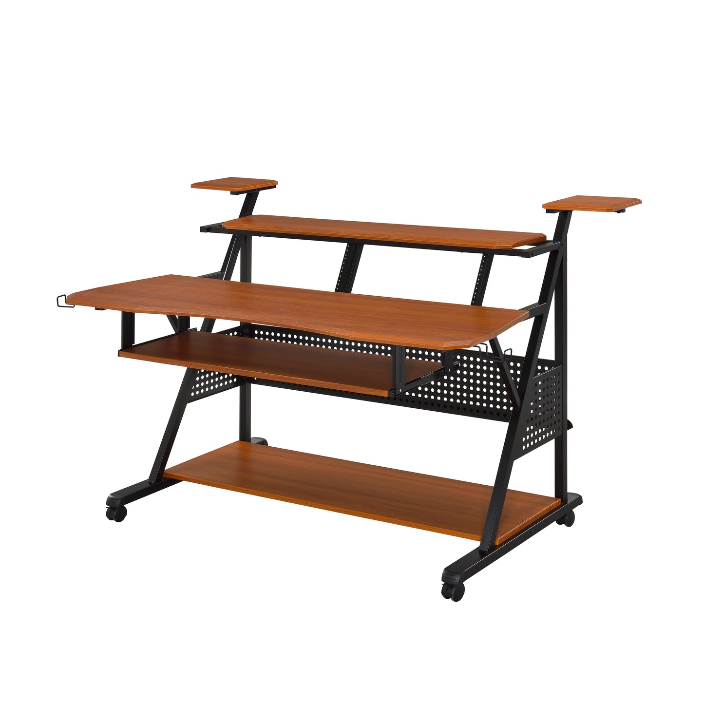 Willow Industrial Style Music Desk with Cherry & Black Finish