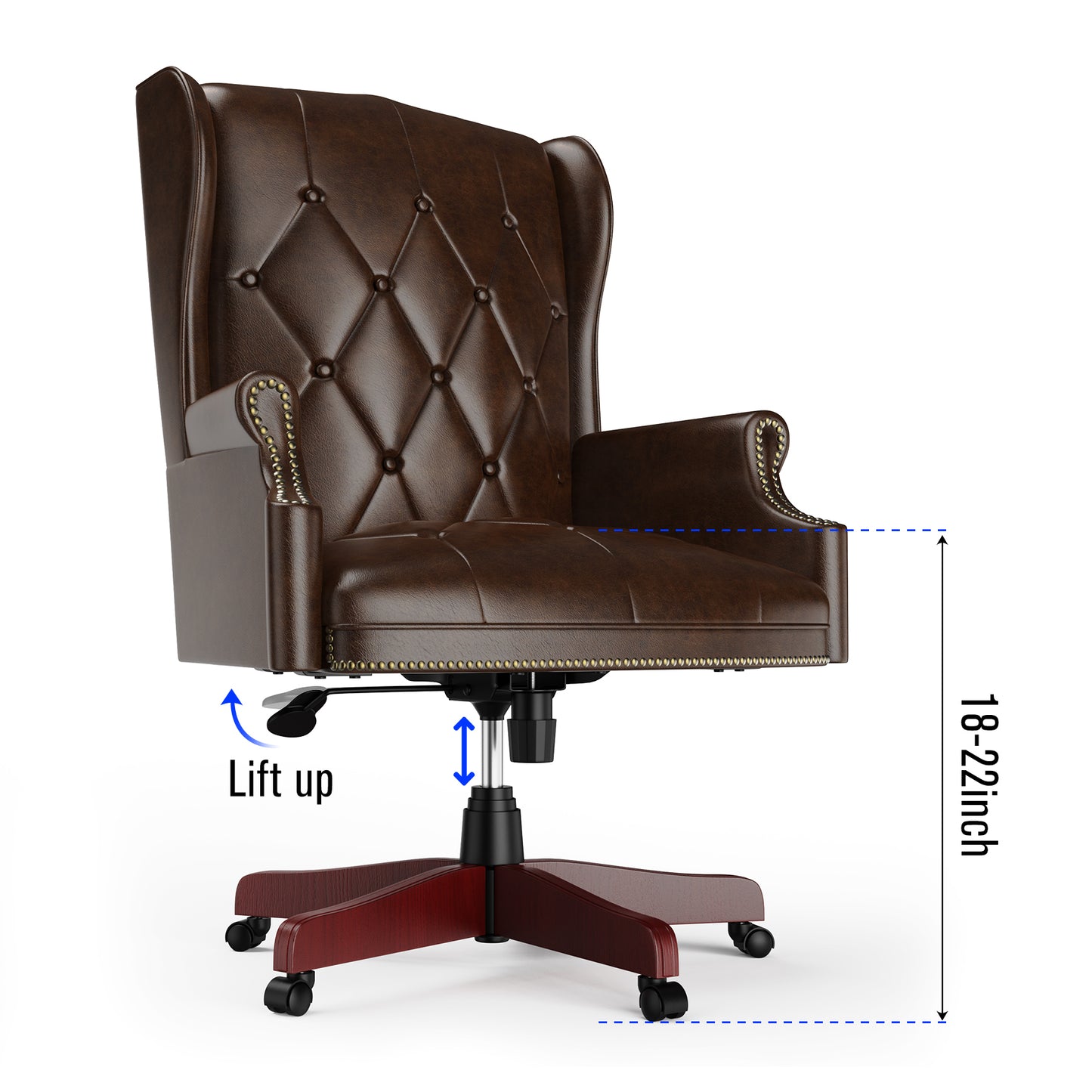 330LBS Executive Office Chair, Ergonomic Design High Back Reclining Comfortable Desk Chair - Brown