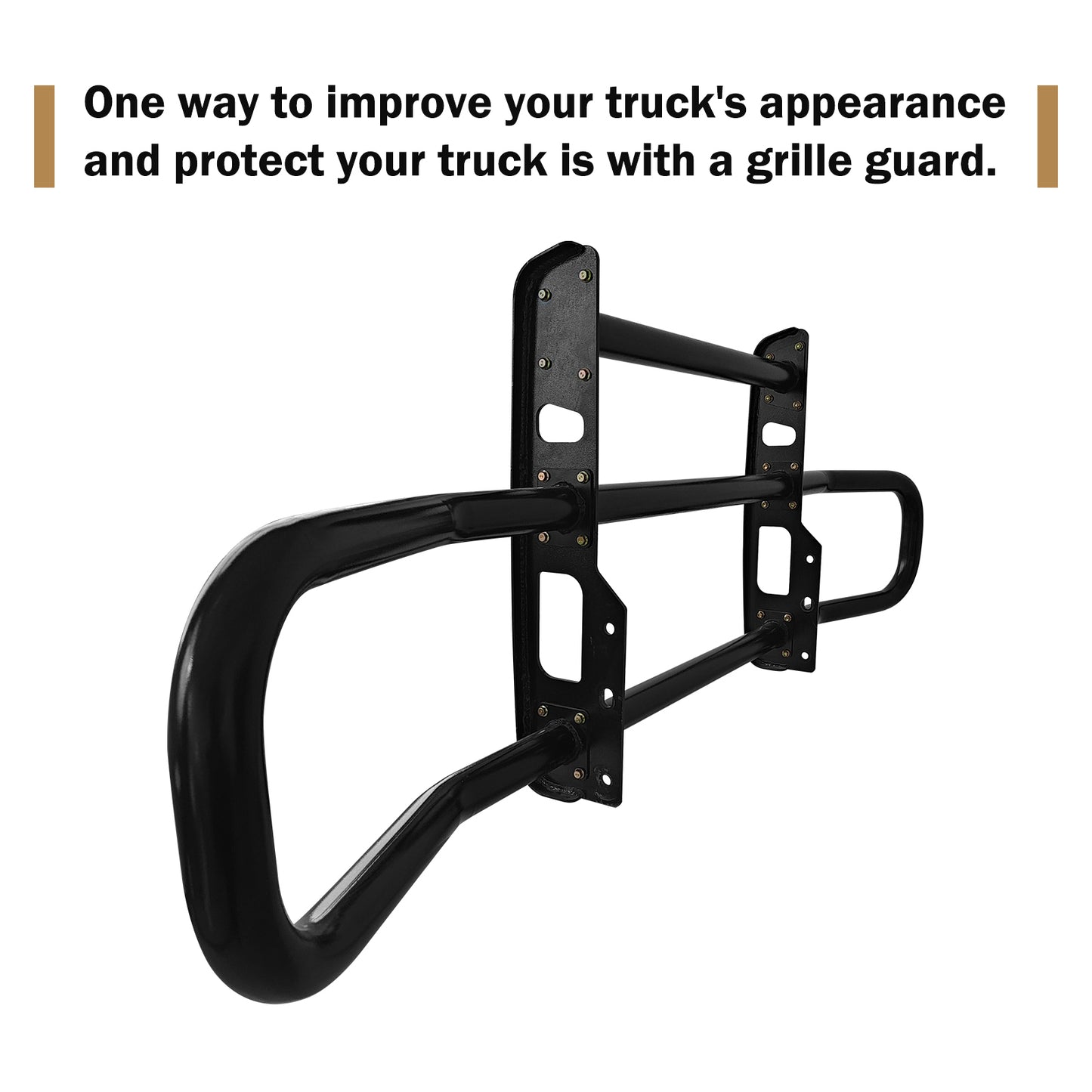 Black Integrated Deer Guard for Freightliner Cascadia 2018-2022 with Brackets