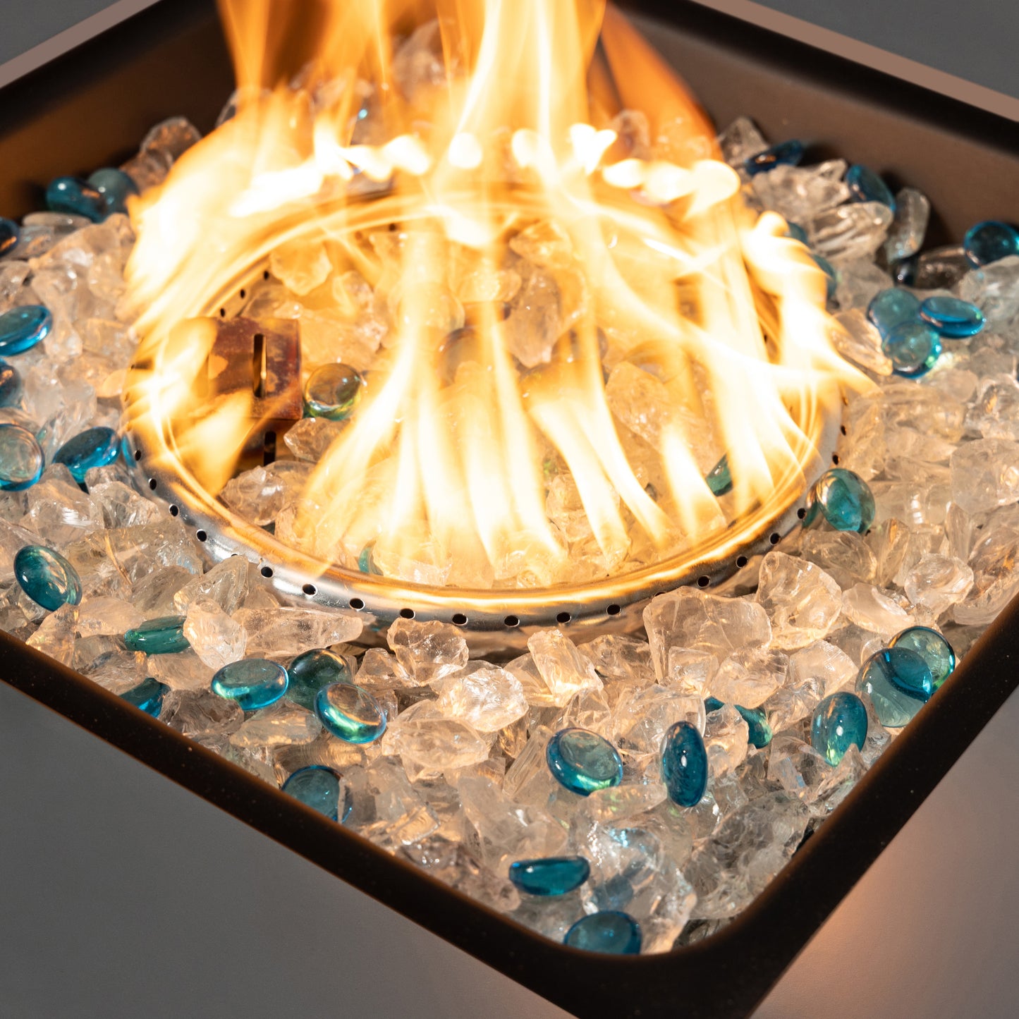 Grey Concrete Propane Fire Pit Table for Outdoor Patio