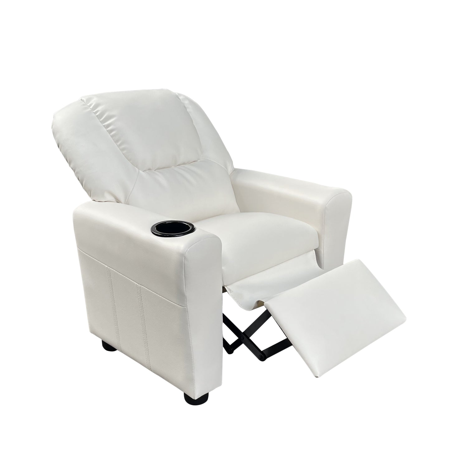 Marisa PU Leather Kids Recliner Chair with Cupholder in White