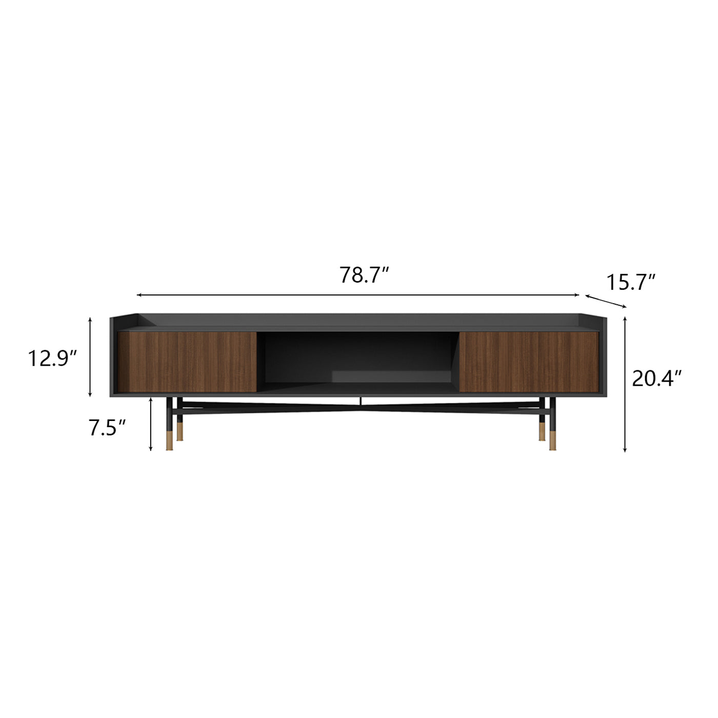 Elegant Minimalist Walnut TV Stand 78.7x15.7x20.4 in