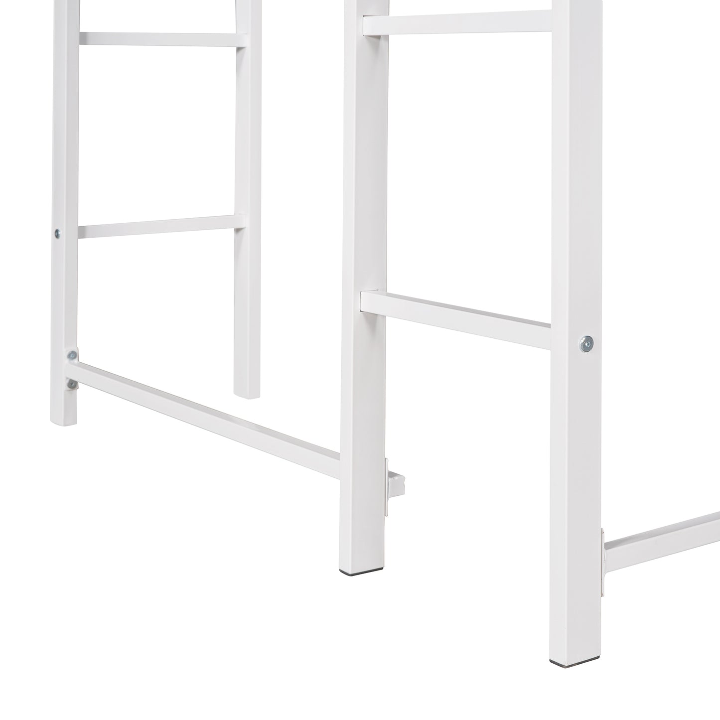 Twin Metal Loft Bed with 2 Shelves and one Desk ,WHITE(: MF281206AAK)